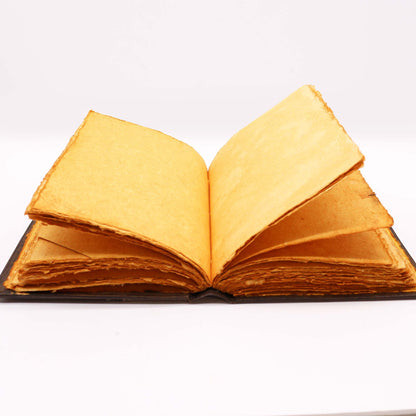 Hefty Brown Tan Book – Zinc Triple Moon Decor – 200 Deckle Edges Pages – 26x18cm