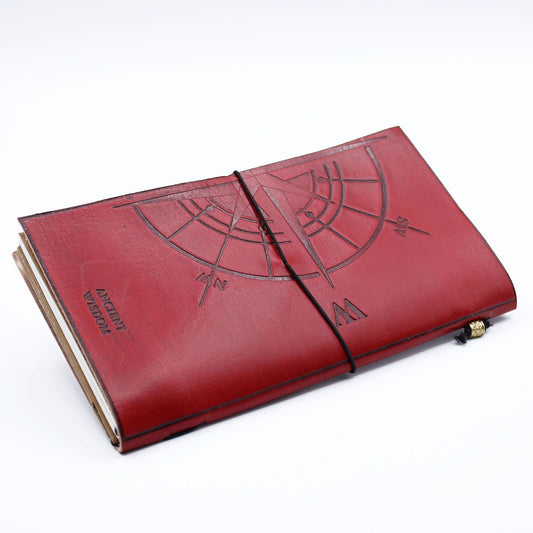 Handmade Leather Journal- The Adventure Begins – Red – (80 pages)