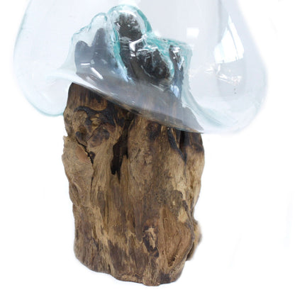 Molten Glass on Wood Large Bowl