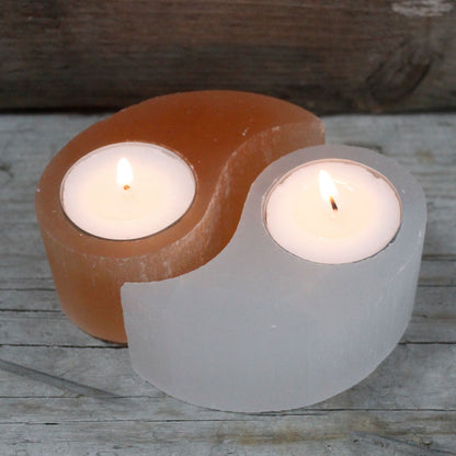 Selenite Yin Yang Candle Holder
