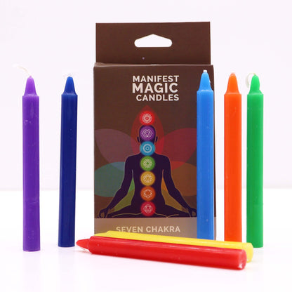 Seven-Chakra Manifest Candle Set – Pack of 7