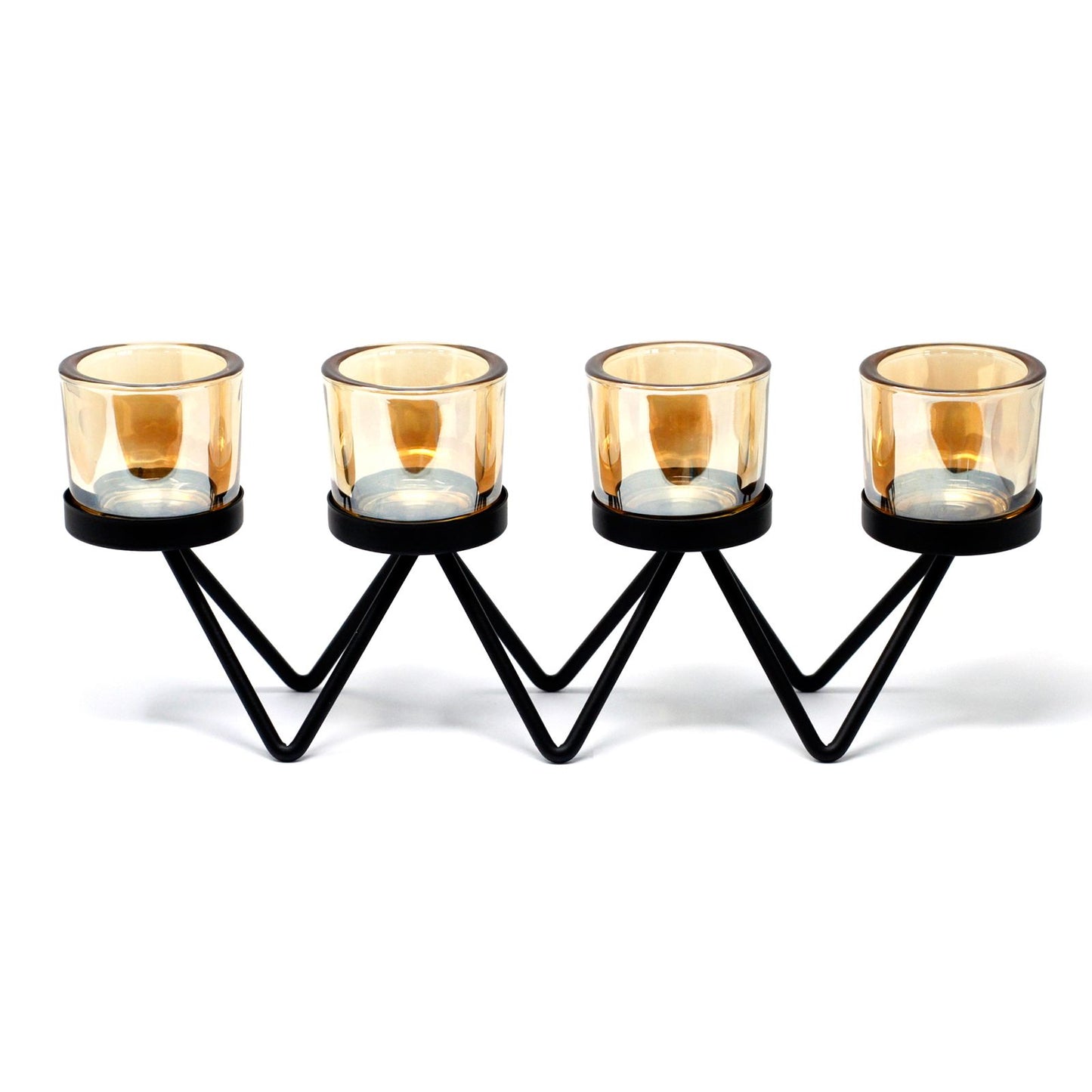 Iron Votive Holder with Zigzag Frame – Four Cup