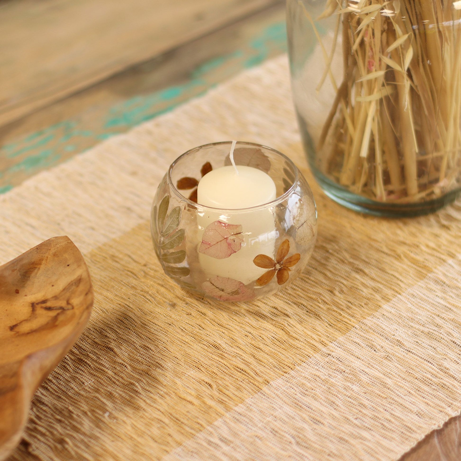 Floral Glass Candle Holder – Primavera Bowl (8 x 10cm)