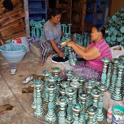 Tall White & Gold Candle Holder