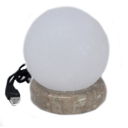 USB White Salt Lamp Sphere 9cm – Colour-Shift