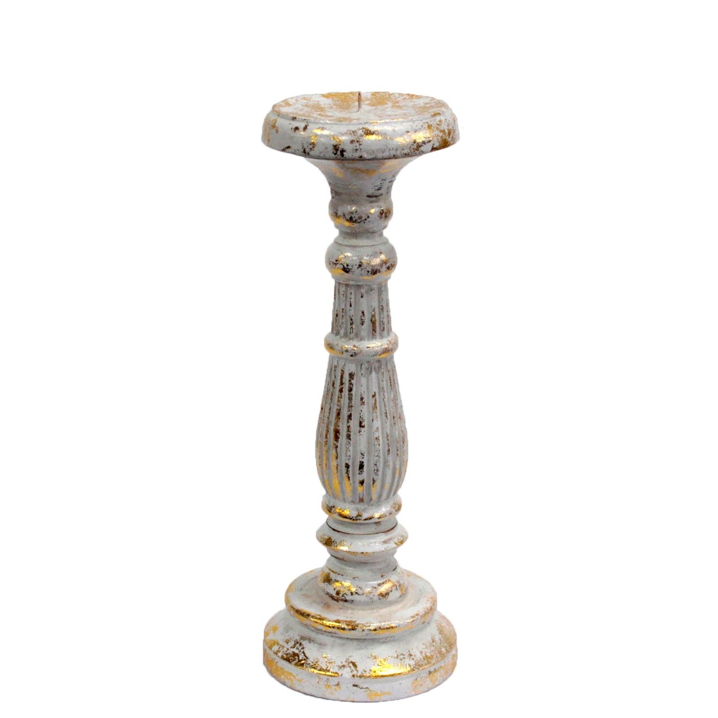 Medium White & Gold Candle Holder