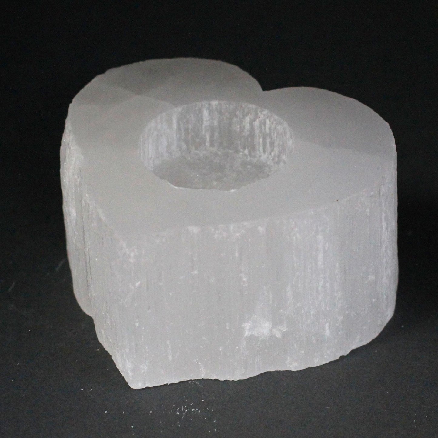 Selenite Heart-Shaped Candle Holder
