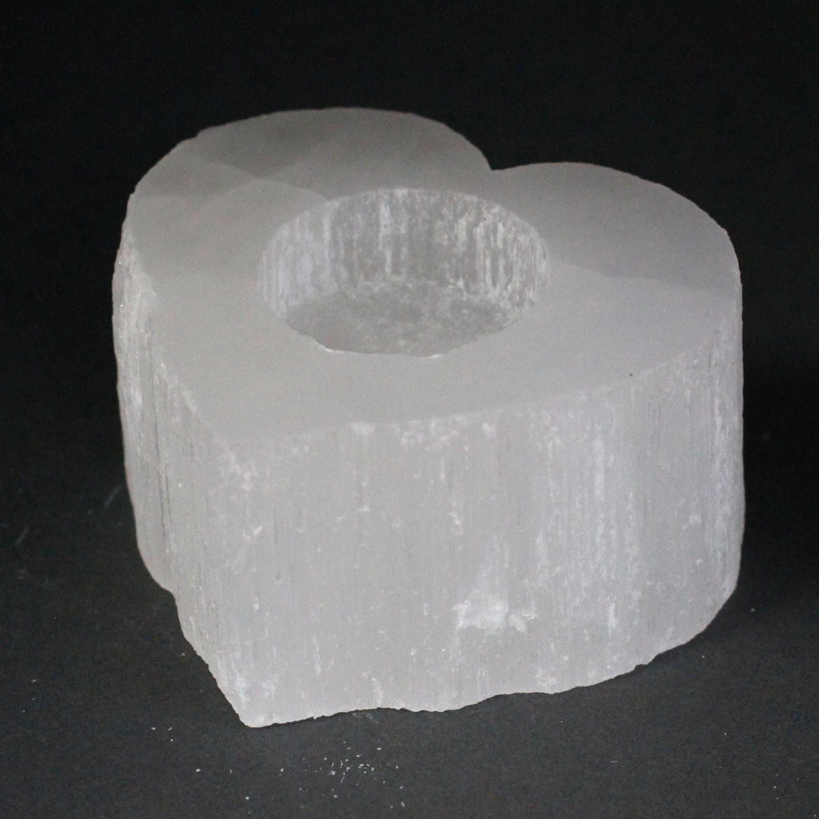 Selenite Heart-Shaped Candle Holder