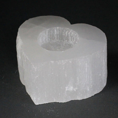 Selenite Heart-Shaped Candle Holder