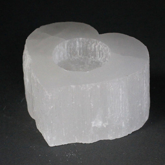 Selenite Heart-Shaped Candle Holder