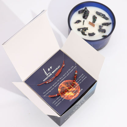Zodiac Crystal Candle with Gemstone Bracelet – Leo