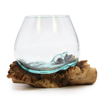 Molten Glass on Rare Parasite Wood Bowl