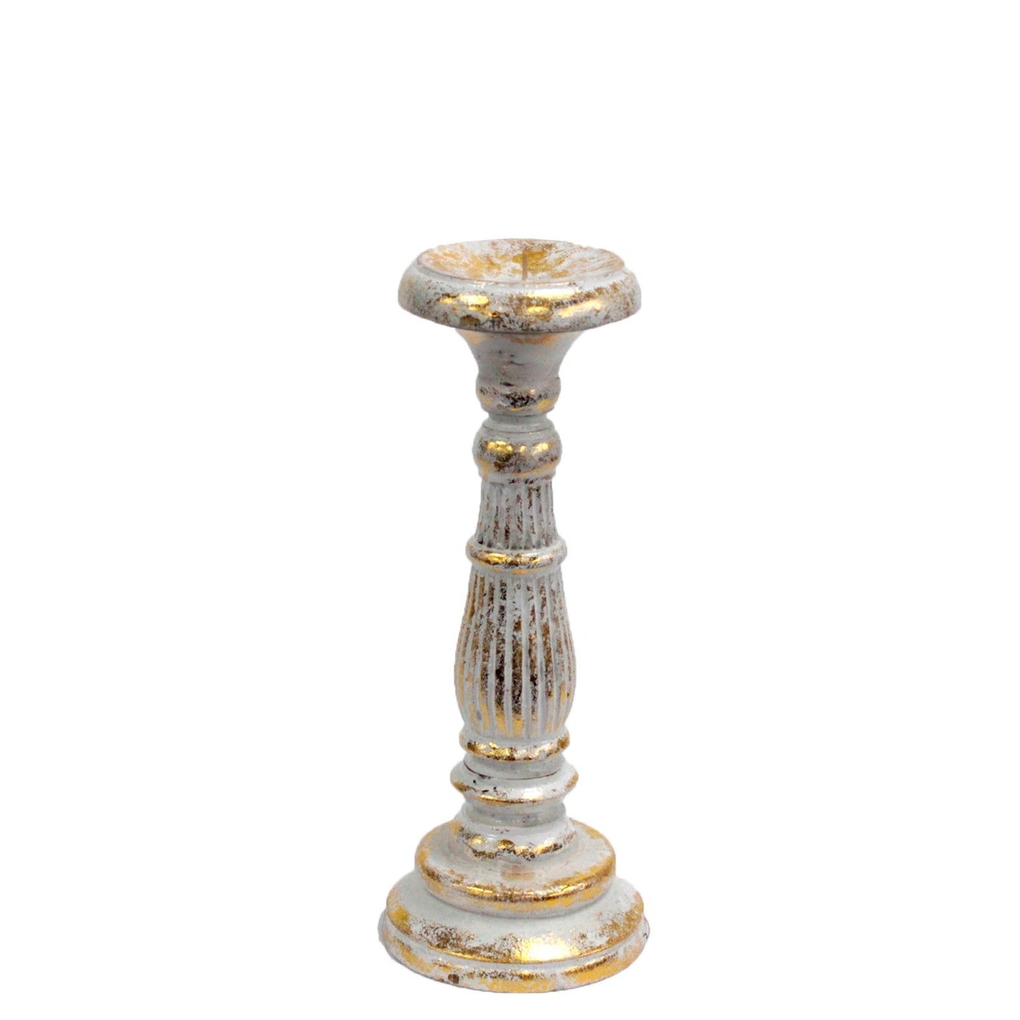 Small White & Gold Candle Holder