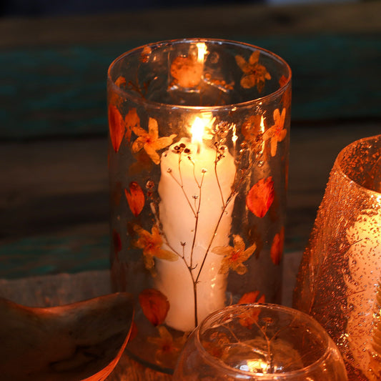 Floral Glass Candle Holder – Rosa Tall Vase (19 x 11cm)