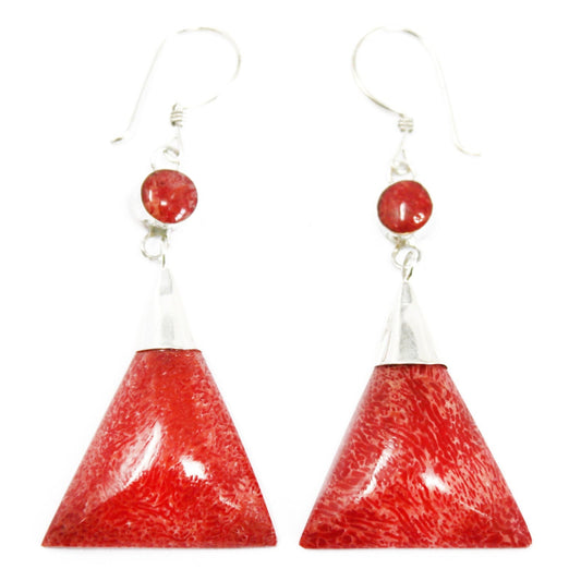925 Silver Triangle Double Drop Earrings