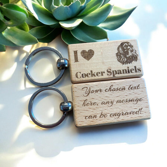 Personalised Cocker Spaniel Wooden Keyring Dog Lover Gift  | Ashton and Finch