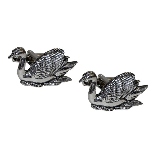 English Made Swan Bird Pewter Cufflinks | Ashton and Finch