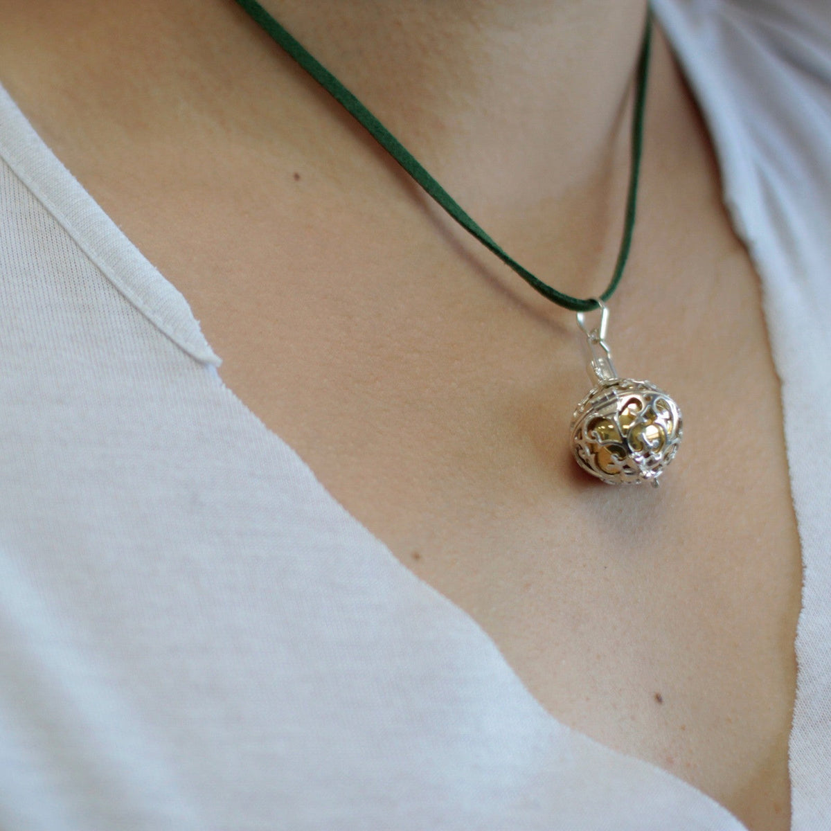 23mm Silver Healing Angel Bell Necklace