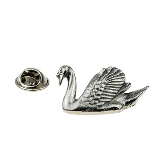 Swan English Pewter Lapel Pin Badge