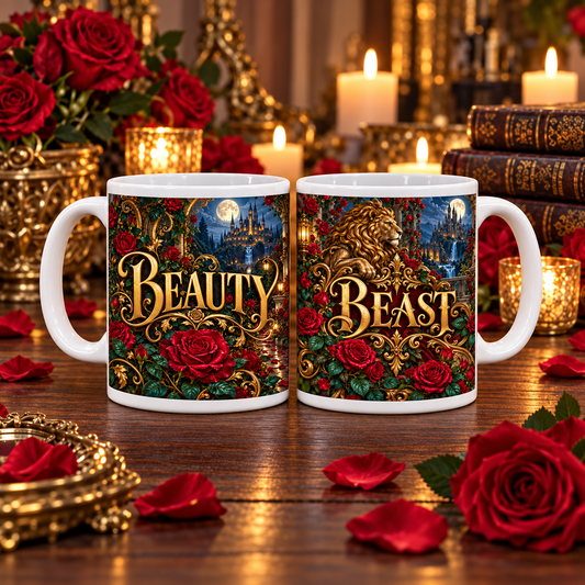 Beauty and the Beast — Enchanted Rose Mug Set – two-mug set front designs