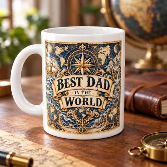 Best Dad in the World – Adventure Map Mug — front design