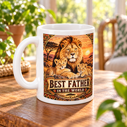 Best Father in the World – Lion Mug — angled view
