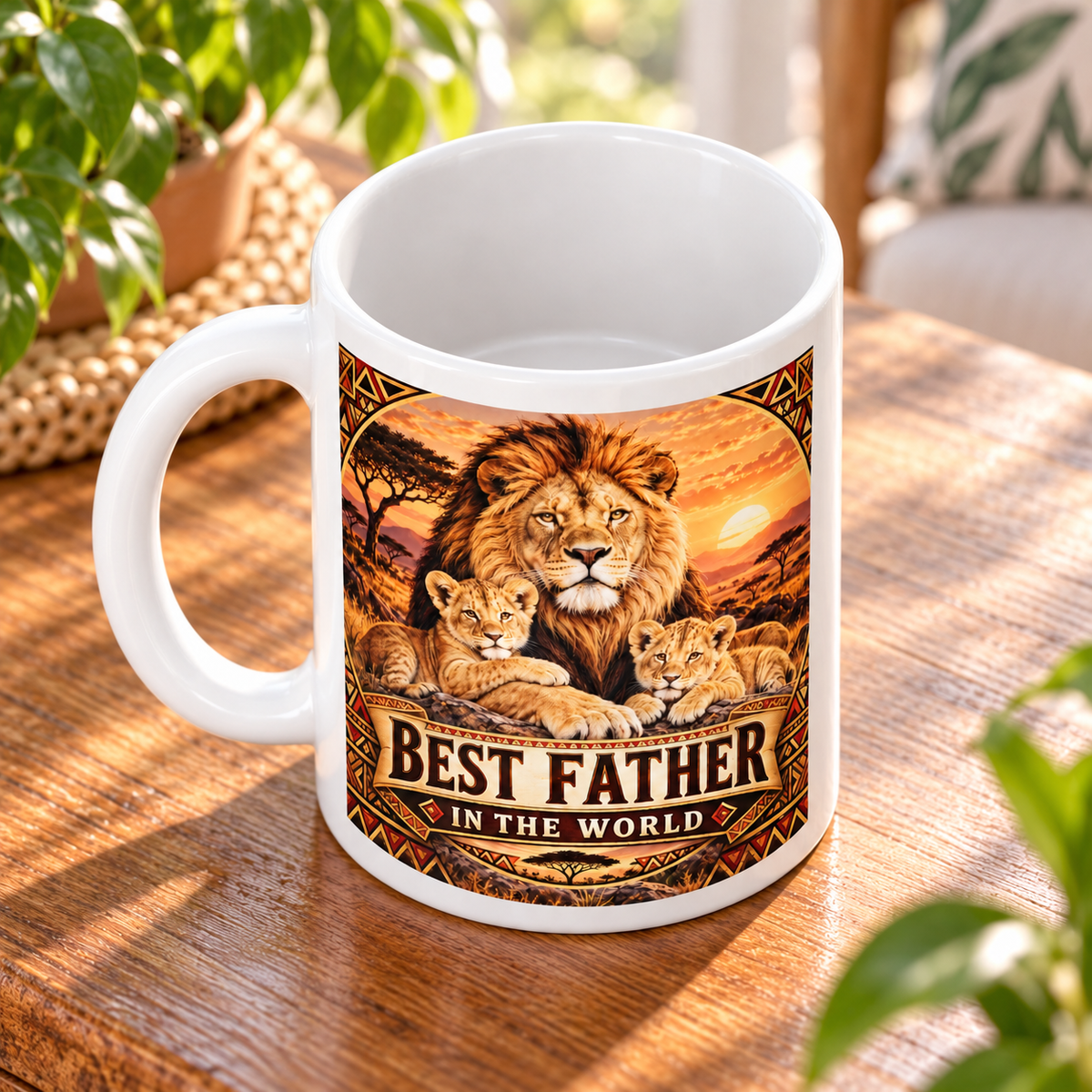 Best Father in the World – Lion Mug — print detail