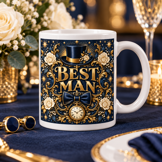 Best Man — Midnight Celebration Wedding Mug — front design