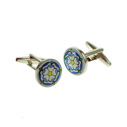 Light Blue Accents Tudor Rose Cufflinks | Ashton and Finch