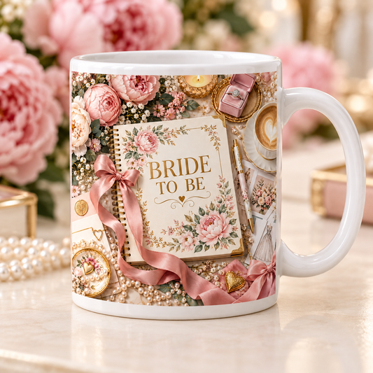 Bride to Be — Peony Wedding Plans Mug – front design
