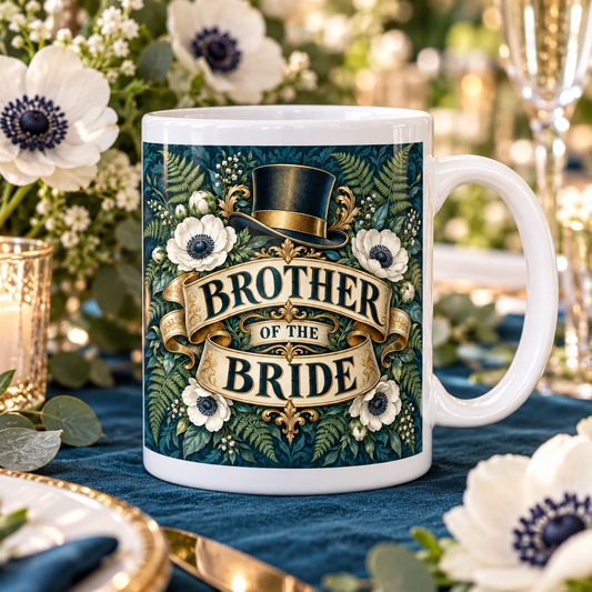 Brother of the Bride — Botanical Wedding Mug — front design