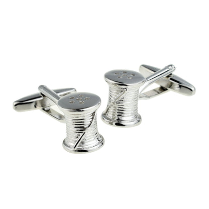Cotton Reel & Needle Sewing Metal Cufflinks. Themed for 2nd Anniversary Cotton | Ashton and Finch