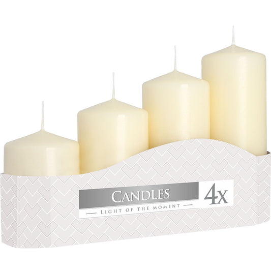 Ivory Pillar Candle Set – 50mm Multi-Height (11/16/22/33)