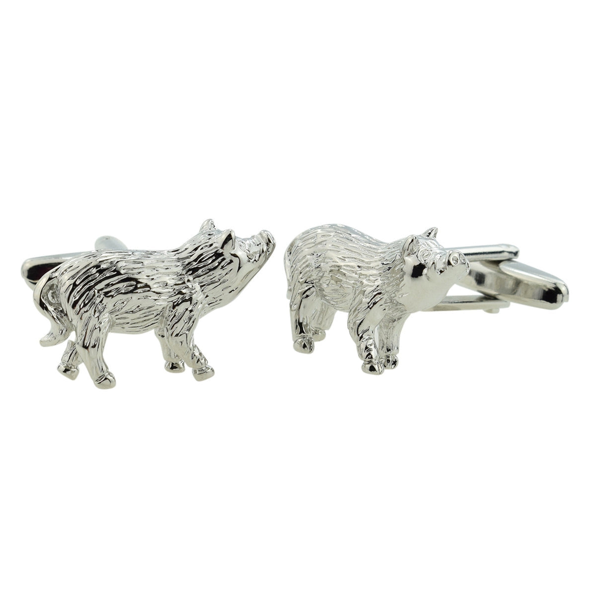 Rhodium Plated Wild Boar Cufflinks | Ashton and Finch