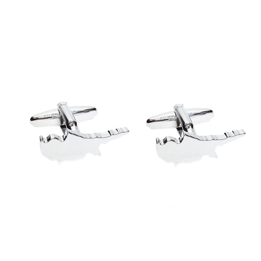 Outline Map of Cyprus Rhodium Plated Cufflinks | Ashton and Finch