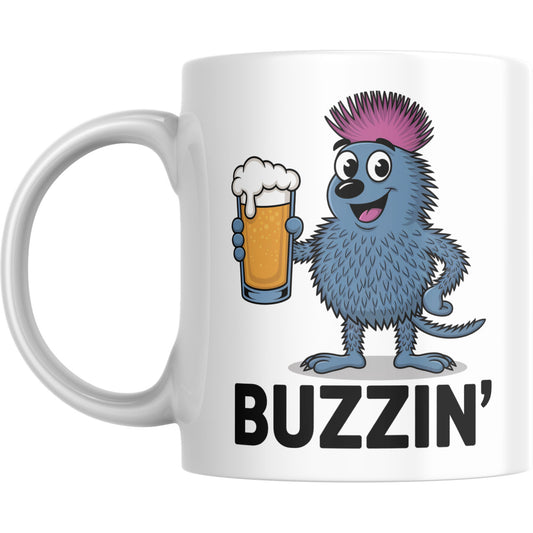 Buzzin’ Mug – Funny Scottish Thistle Beer Coffee Cup