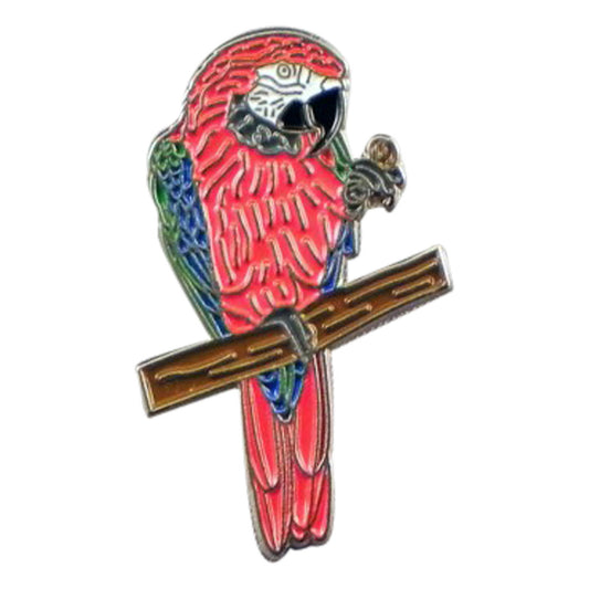 Scarlet Macaw Parrot Bird Metal Enamel Lapel Pin Badge
