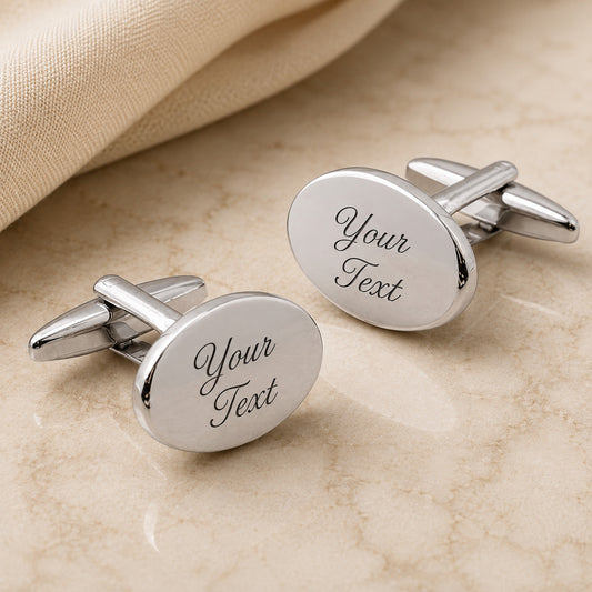 Personalised Domed Oval Wedding Cufflinks Engraved