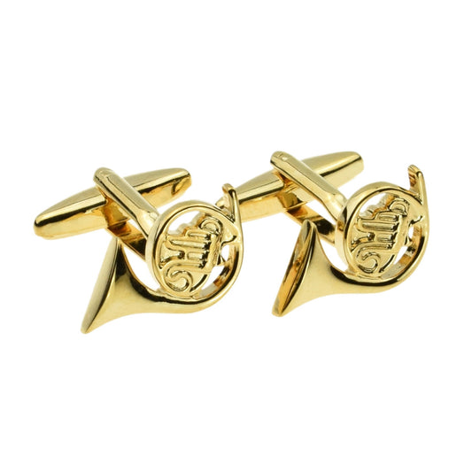 French Horn Gold Plated Music Instrument Cufflinks | Ashton and Finch