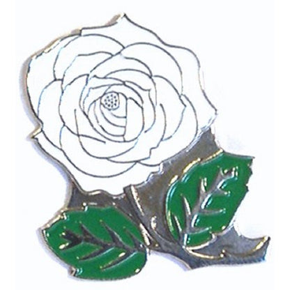 White English Rose Flower Metal Enamel Lapel Pin Badge