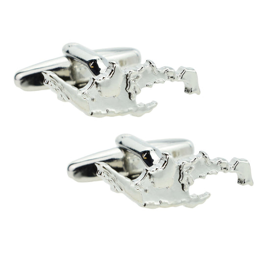 Outline Map of Indonesia Rhodium Plated Cufflinks | Ashton and Finch