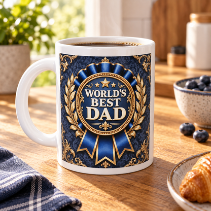 World's Best Dad – Champion Rosette Mug — front design