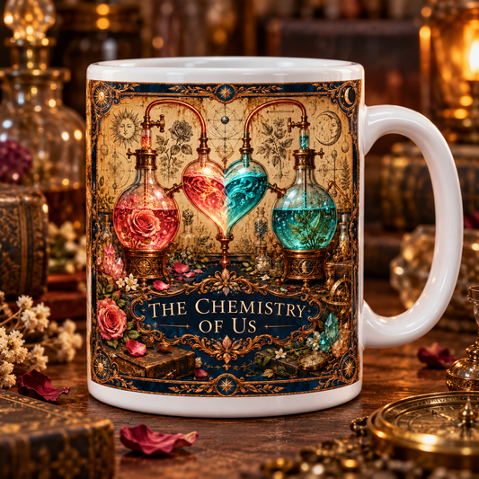 The Chemistry of Us — Romantic Chemistry Mug – front design