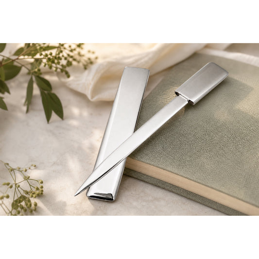 Personalised Silver Plated Letter Opener in a themed gift-guide setting