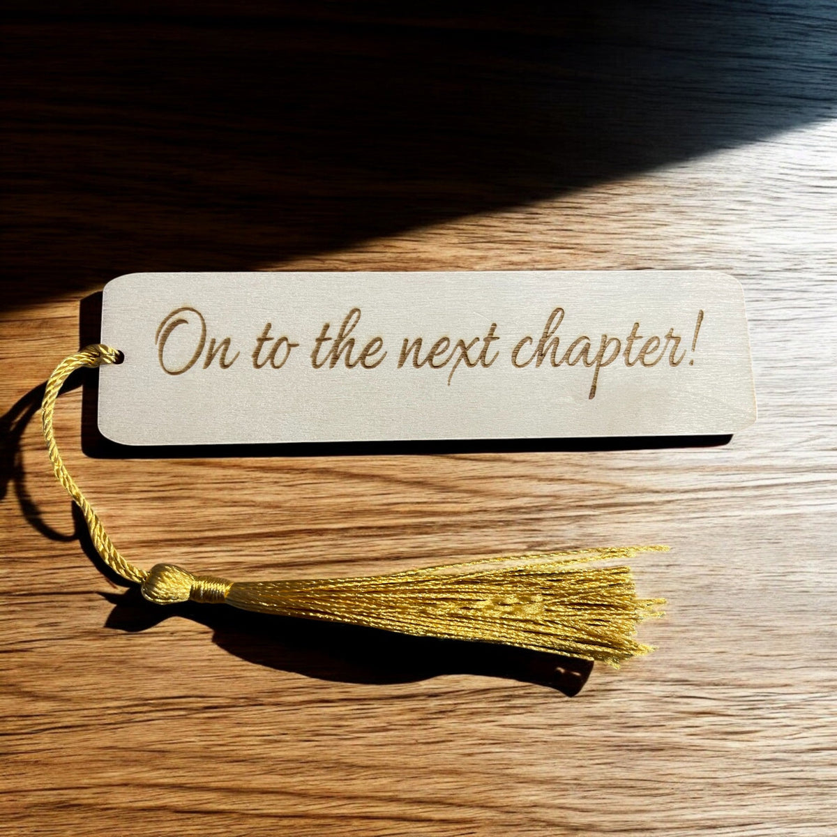 Engraved Wooden "On to the Next Chapter" Bookmark  Thoughtful Gift  | Ashton and Finch