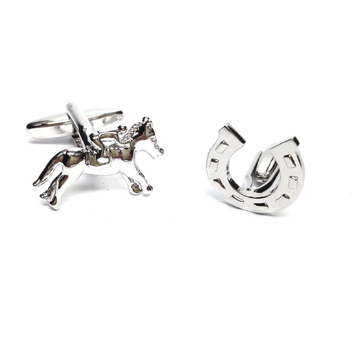 Equestrian Horse Racing & Lucky Horseshoe mixed pair of cufflinks | Ashton and Finch