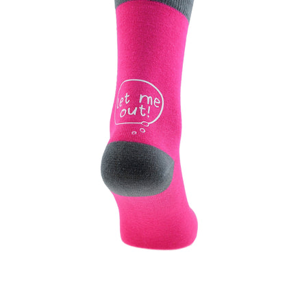 Fun Hot Pink Slate Grey Let Me Out Unisex Socks| Ashton and Finch