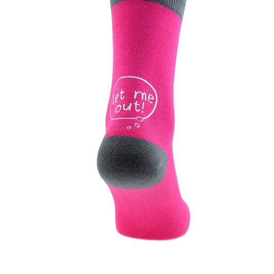 Fun Hot Pink Slate Grey Let Me Out Unisex Socks| Ashton and Finch