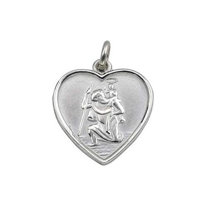 Sterling Silver Heart Shaped St Christopher Necklace  | Ashton and Finch