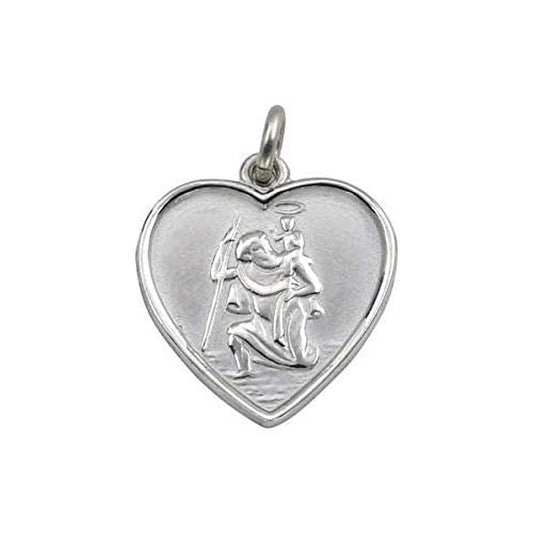 Sterling Silver Heart Shaped St Christopher Necklace  | Ashton and Finch